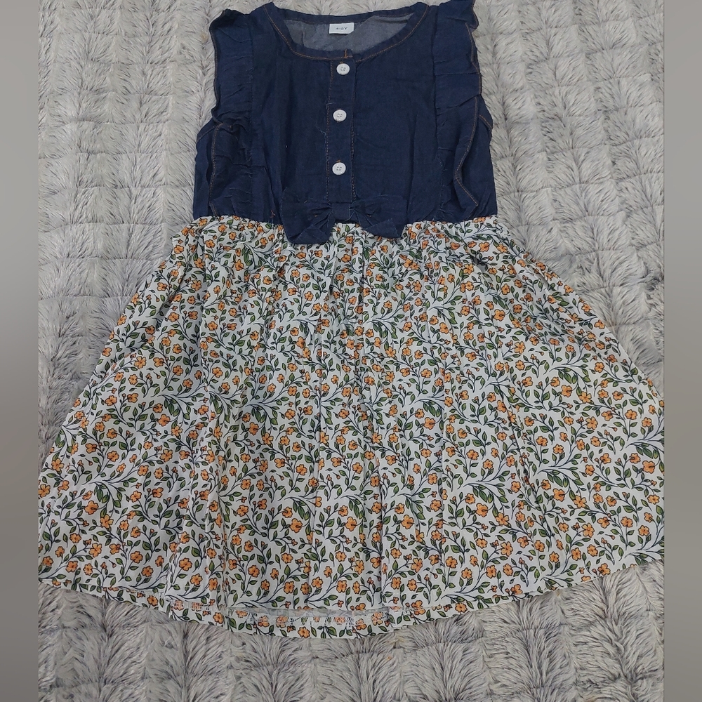 Nwt‎ girls sleeveless Denim and floral dress 4-5Y